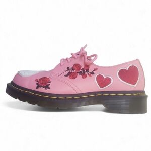 Dr Martens Shoes Doc Leather 1461 Sequin Heart Roses Geranium Pink 3 Hole Size 6